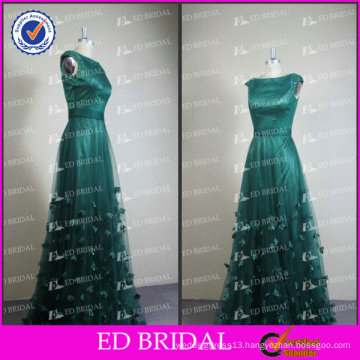 ED Bridal Elegant Real Picture Deep Green Scoop Neck Cap Sleeve Beaded Long Evening Dress 2017